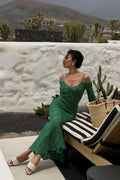 VESTIDO VERDE CROCHET MANGA LARGA
