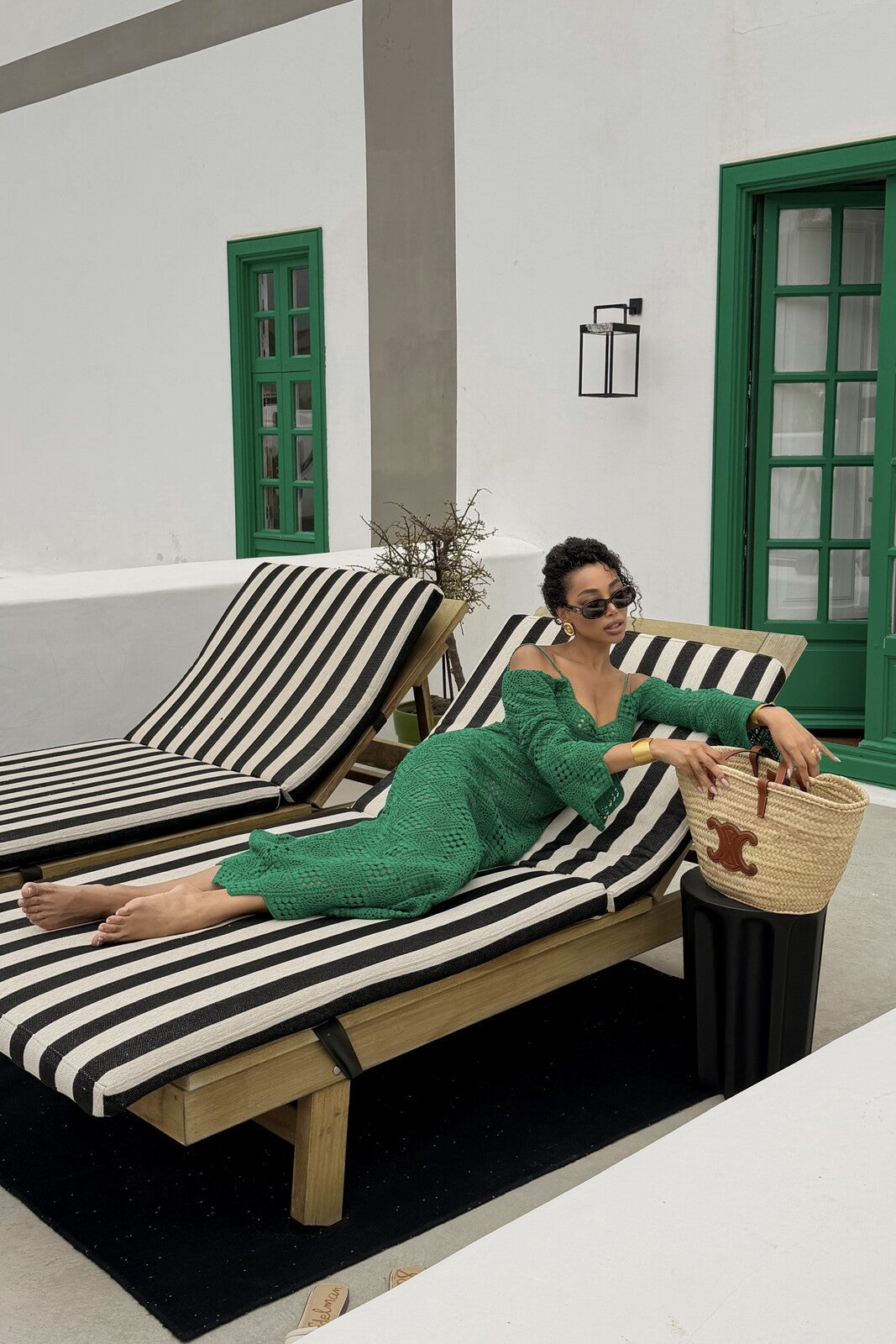 VESTIDO VERDE CROCHET MANGA LARGA