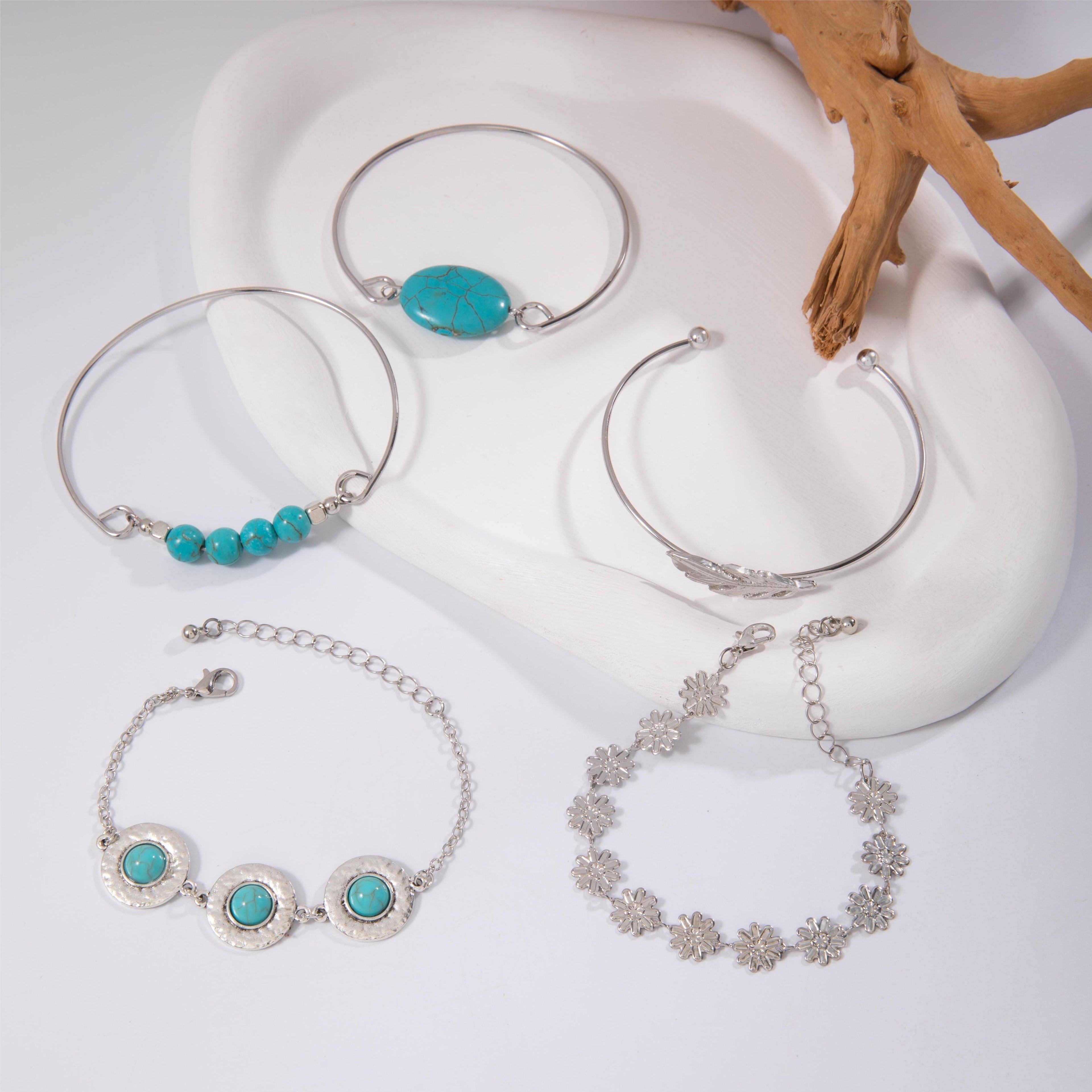 Set de Joyería Retro con Incrustación de Malaquita Verde