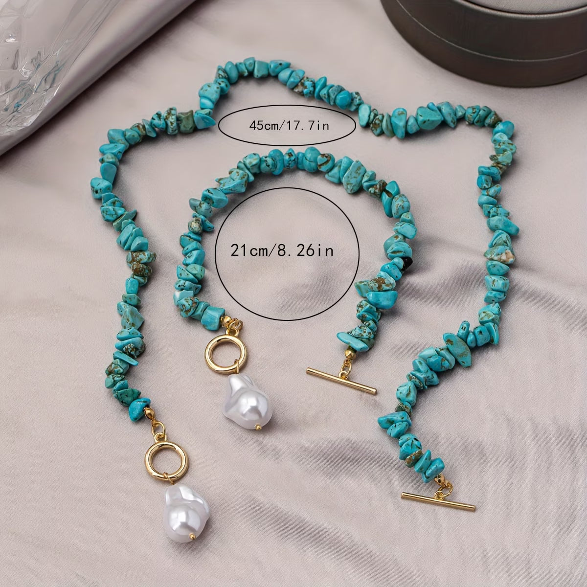 Set de Collar y Pulsera de Turquesa y Perla