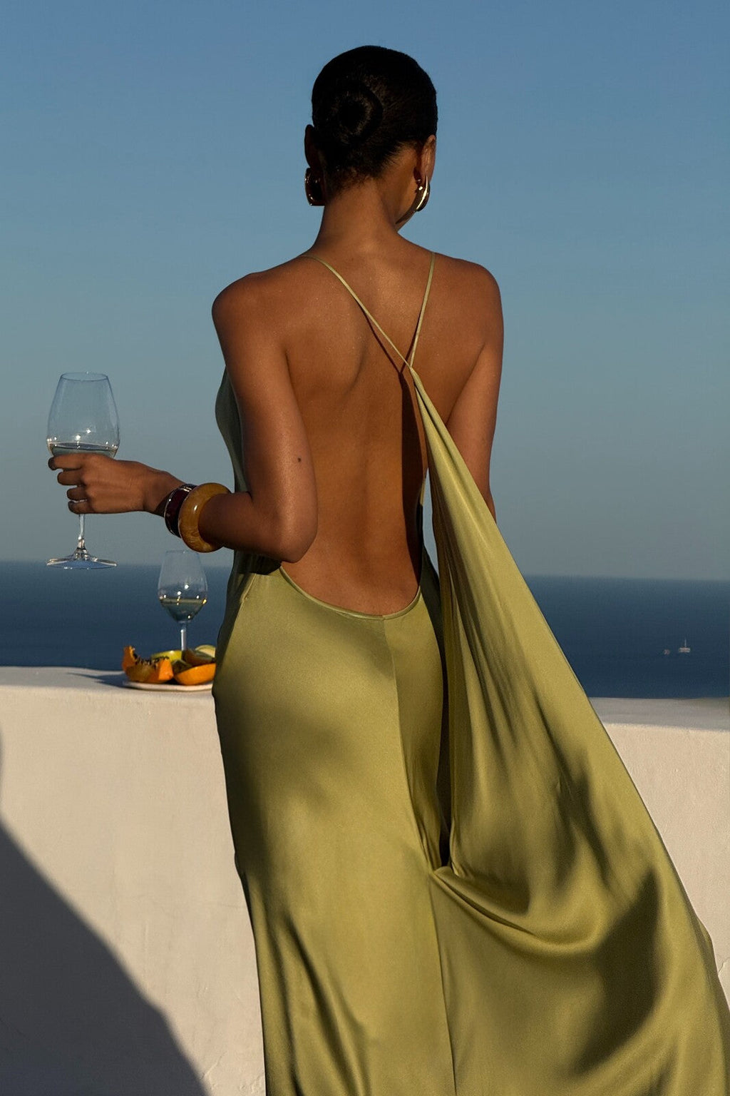 VESTIDO LARGO VERDE OLIVA