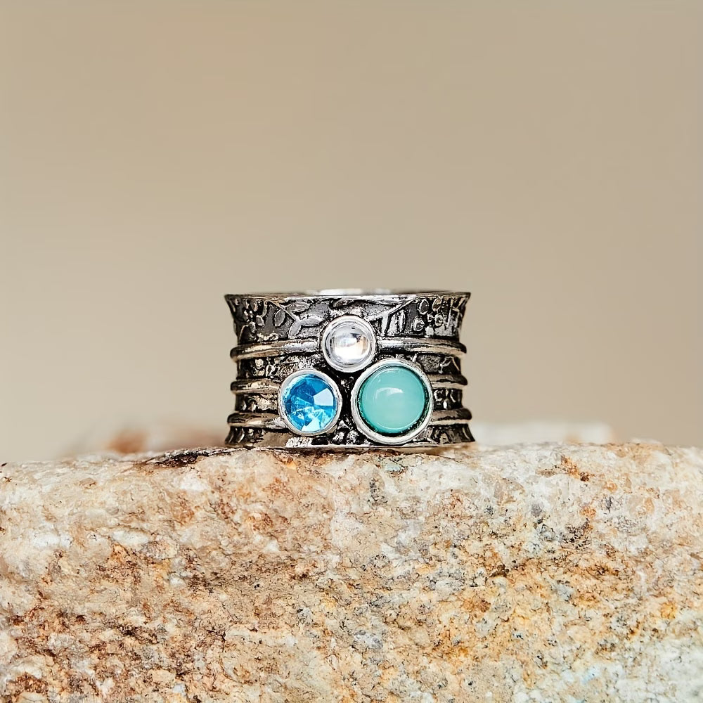 Anillo Boho Vintage con Gema de Turquesa