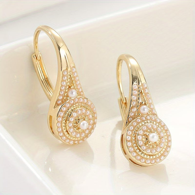 Aretes Dorados con Flor de Turquesa