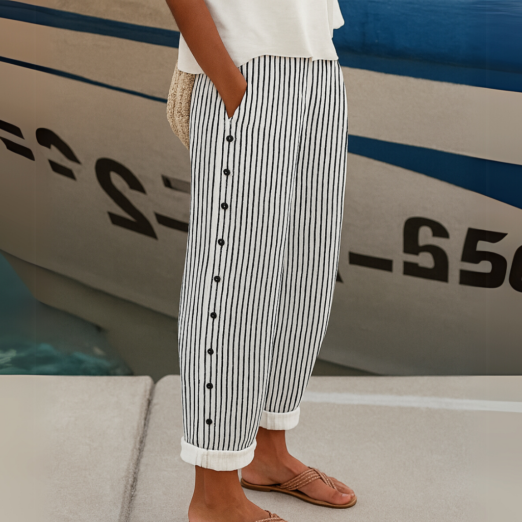 REA | PANTALONES CASUALES CÓMODOS A RAYAS