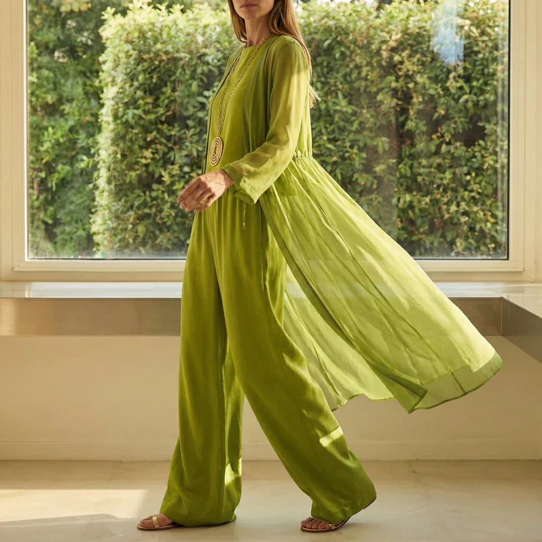 Elvira | Conjunto Relajado de Túnica Drapeada y Pantalón Ancho