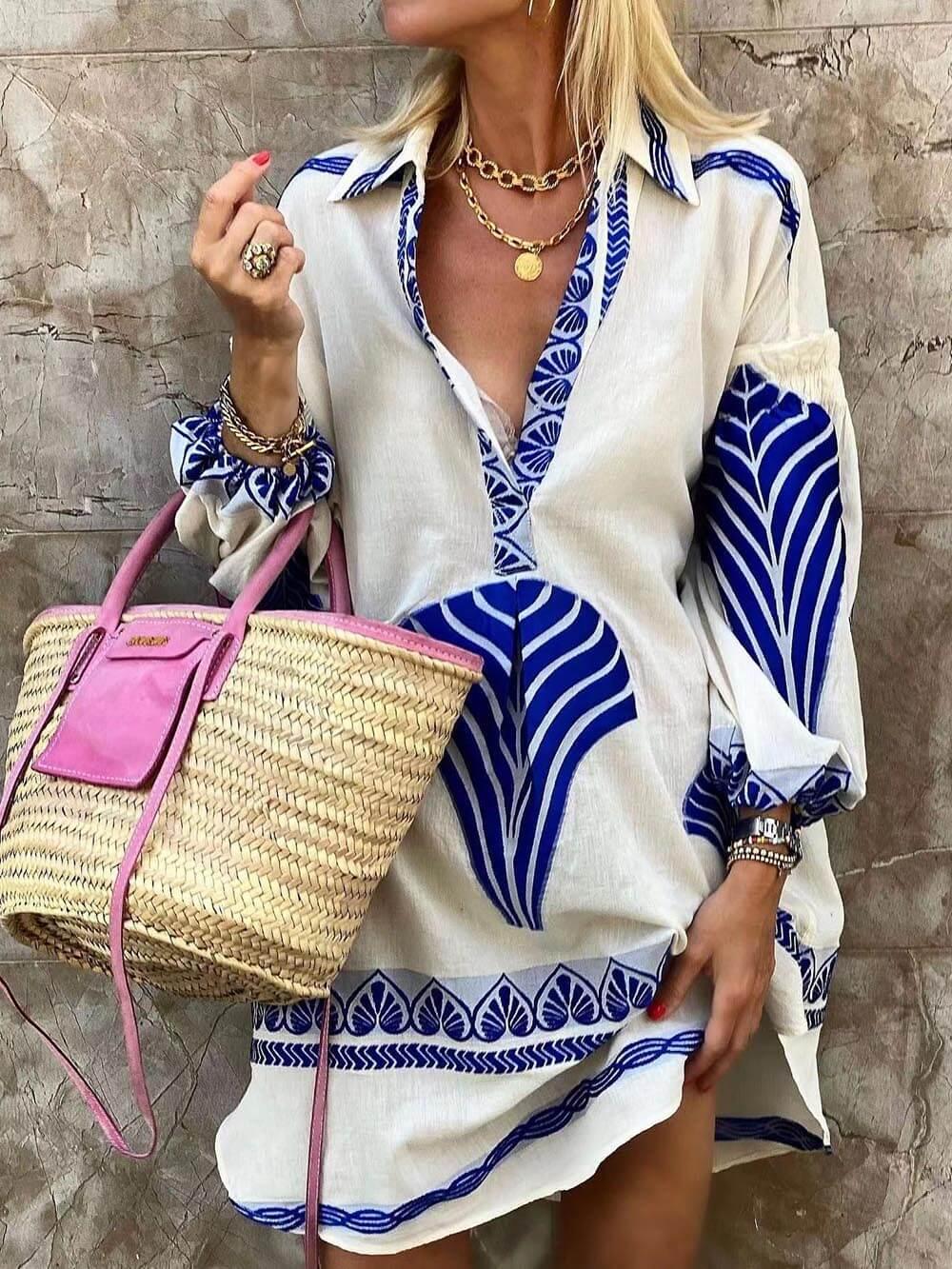 Mini Vestido de Vacaciones con Estampado Único