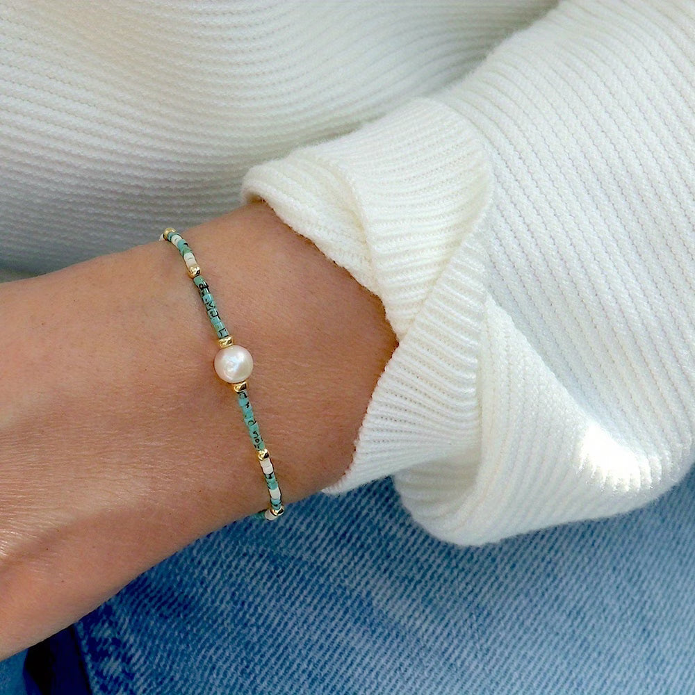 Pulsera Minimalista de Turquesa y Perla