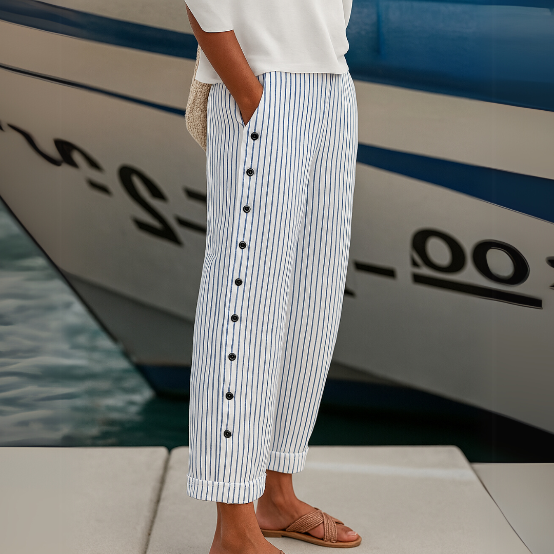 REA | PANTALONES CASUALES CÓMODOS A RAYAS