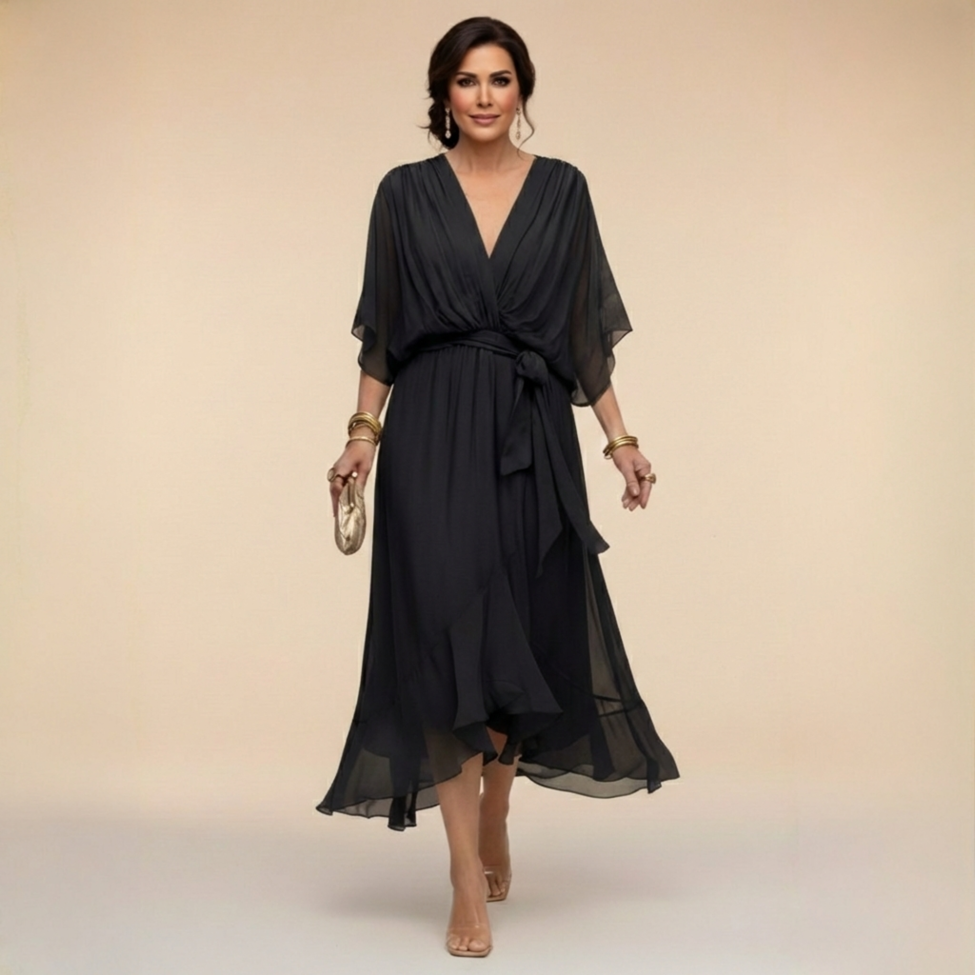 Vestido Monica™ - Chifón con Escote en V