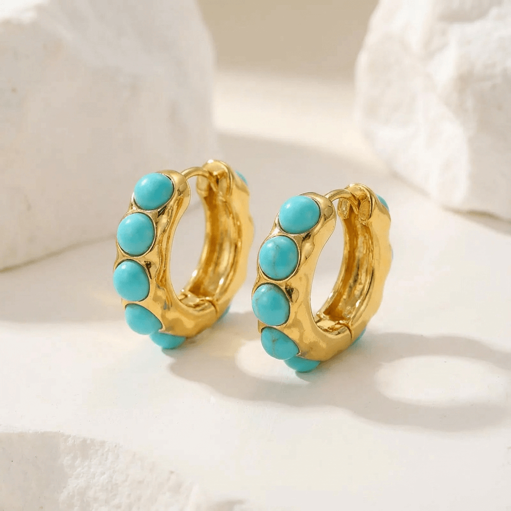 Aretes de Aro con Piedra de Turquesa