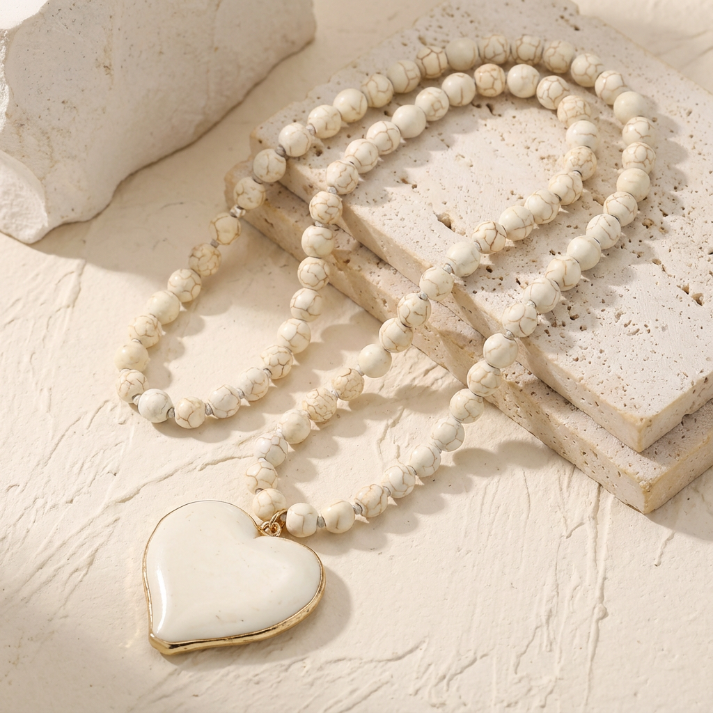 Collar de Cuentas con Corazón de Turquesa
