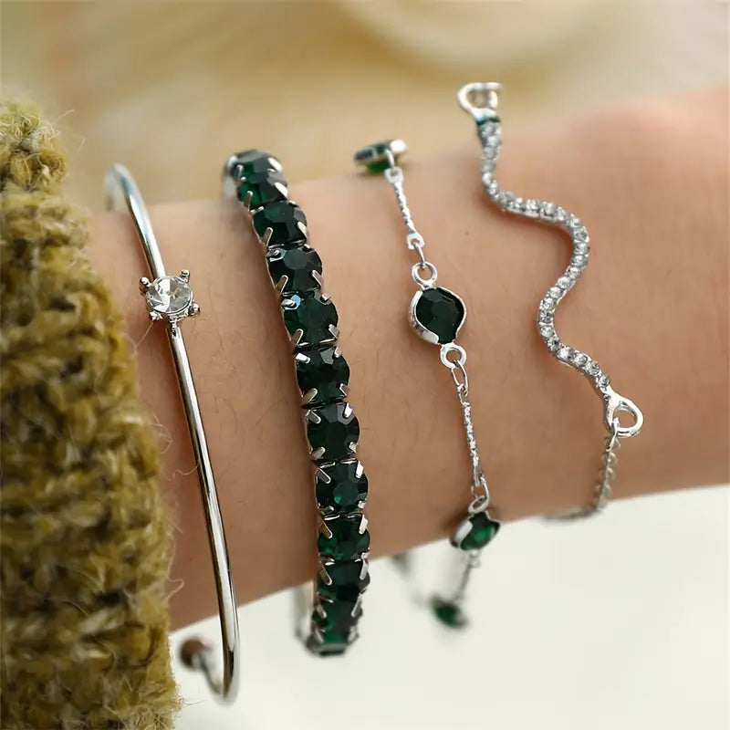 Set de Pulseras con Piedra Verde