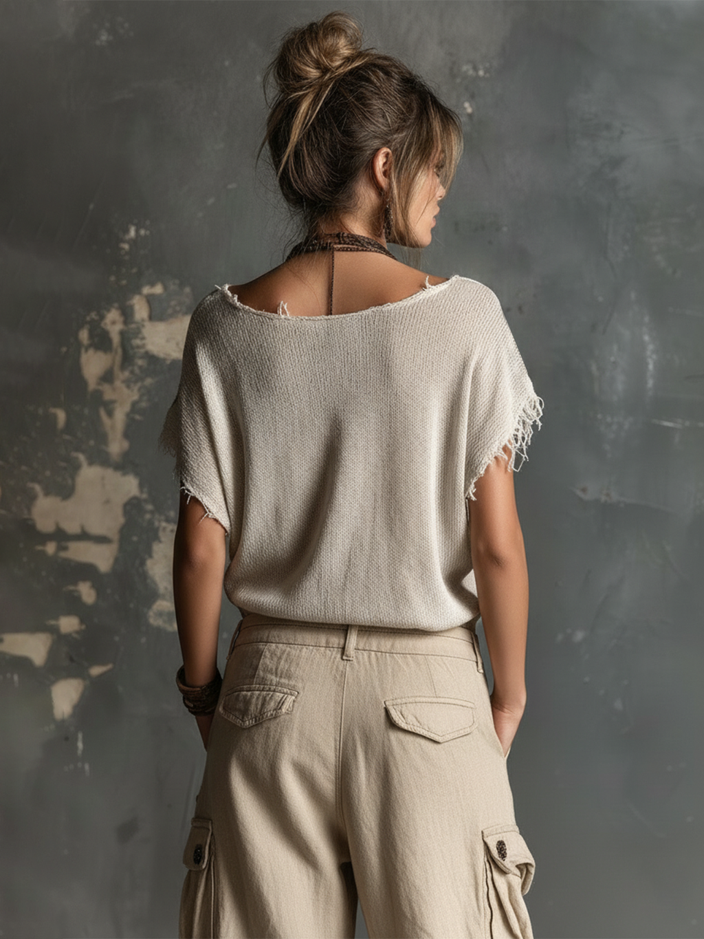 Top Suéter Chic Casual Blanco con Cuello en V, Estampado de Estrellas y Mangas Dólman