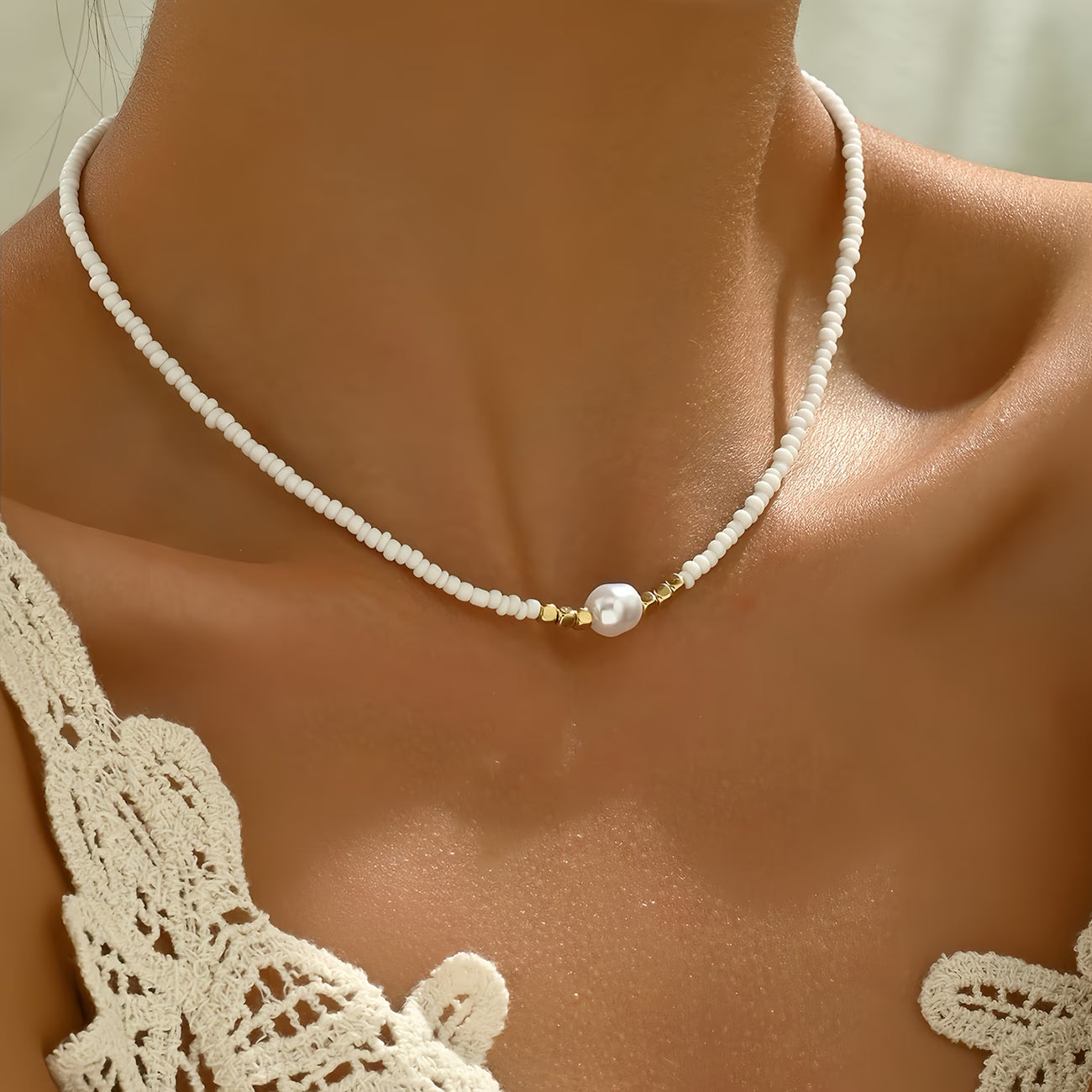 Collar Minimalista de Turquesa y Perla