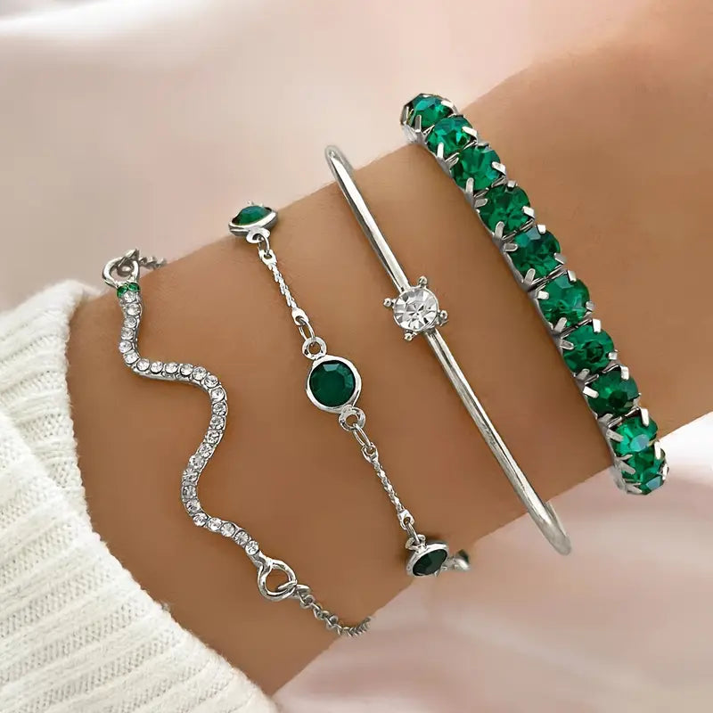 Set de Pulseras con Piedra Verde