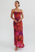 Vestido Maxi Nerida Rosa Oscuro con Espalda Baja y Detalle Torsión