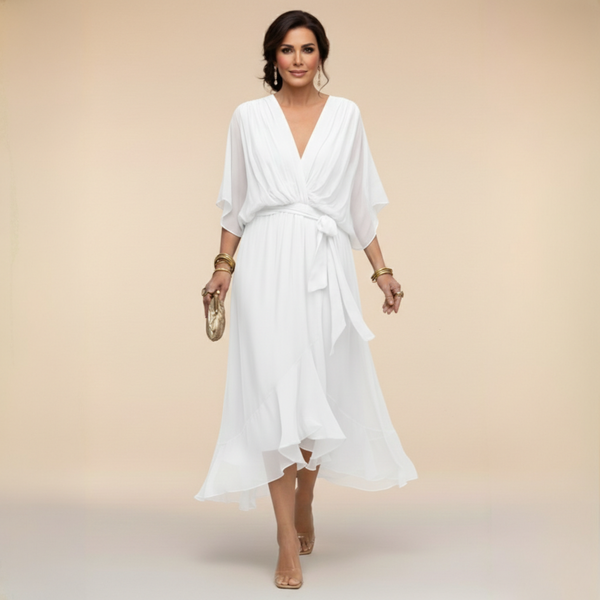 Vestido Monica™ - Chifón con Escote en V