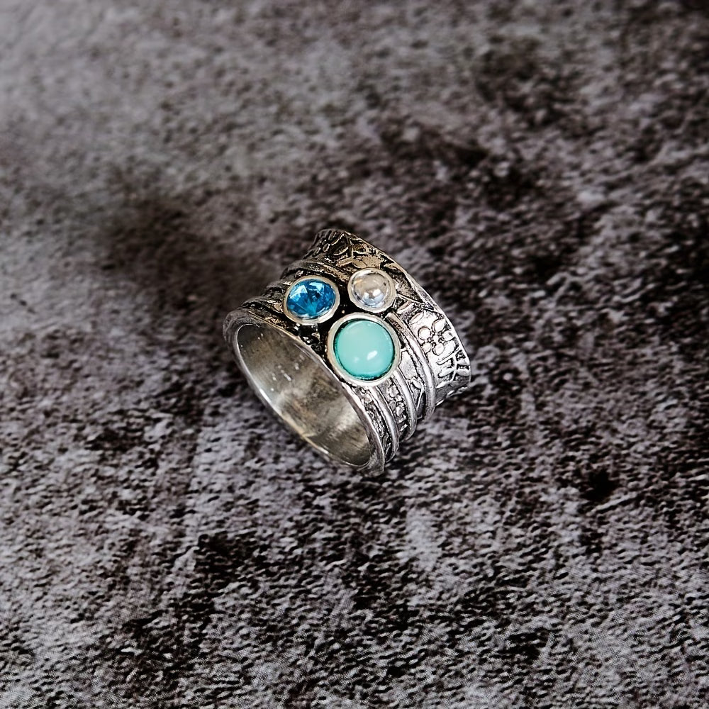 Anillo Boho Vintage con Gema de Turquesa