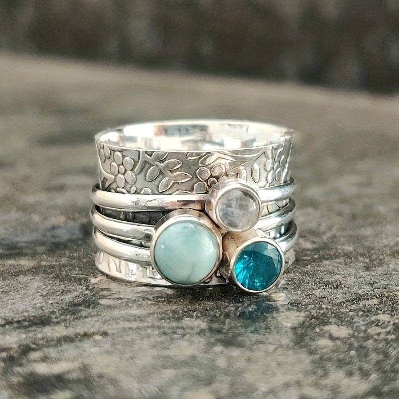 Anillo Boho Vintage con Gema de Turquesa