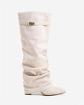Lavista | Botas Slouchy de Ante hasta la Rodilla - Crema