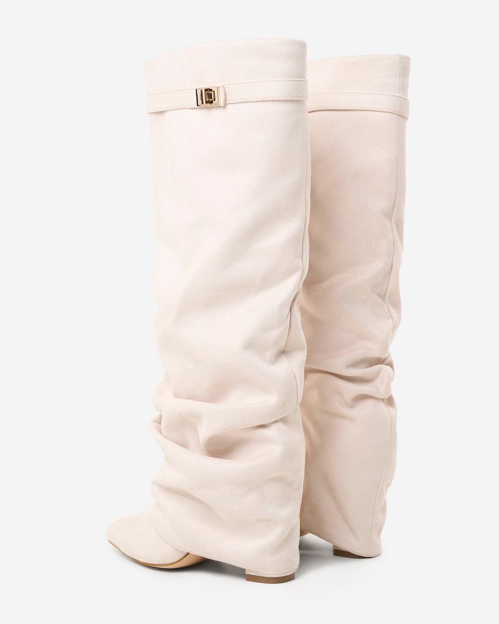 Lavista | Botas Slouchy de Ante hasta la Rodilla - Crema