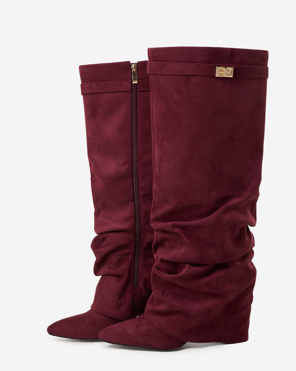 Lavista | Botas Slouchy de Ante hasta la Rodilla - Burdeos