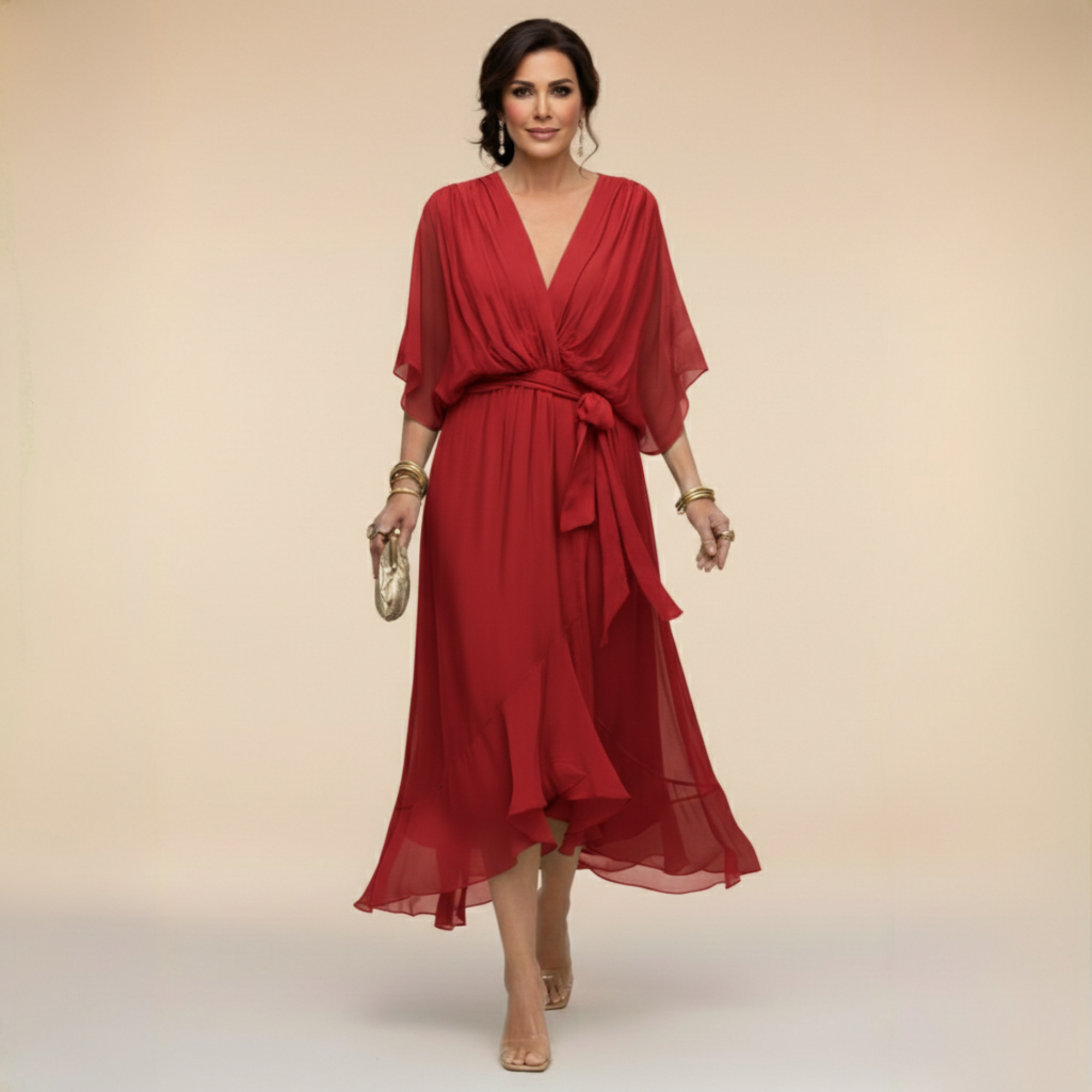 Vestido Monica™ - Chifón con Escote en V