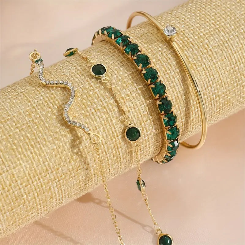 Set de Pulseras con Piedra Verde