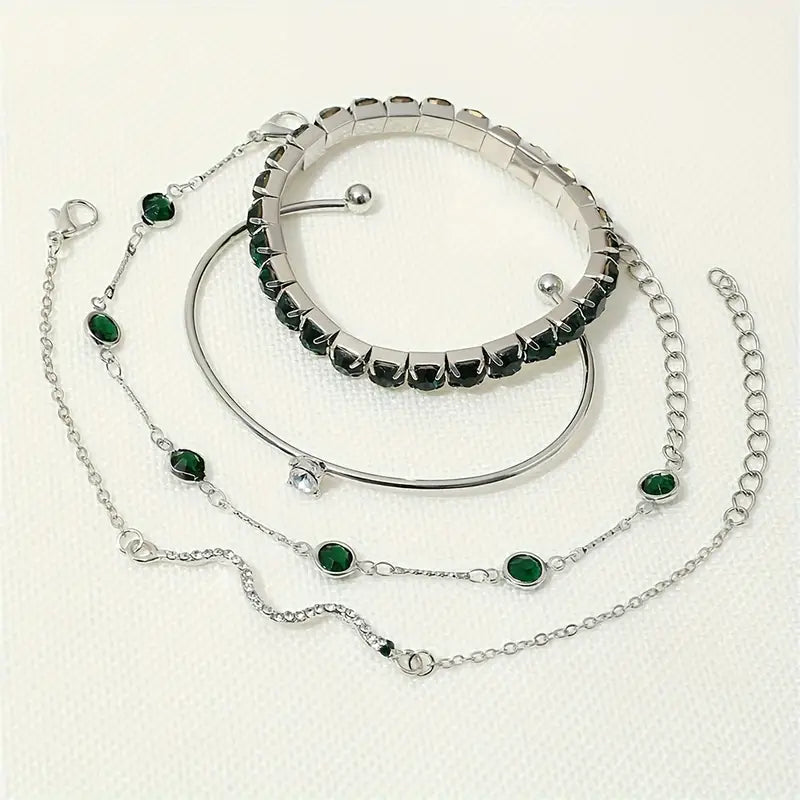 Set de Pulseras con Piedra Verde