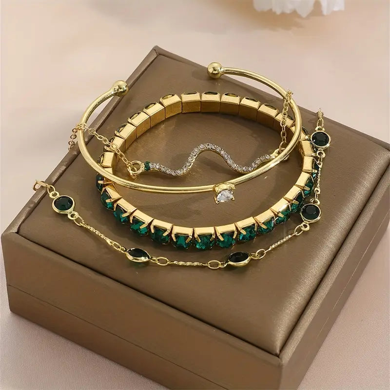 Set de Pulseras con Piedra Verde