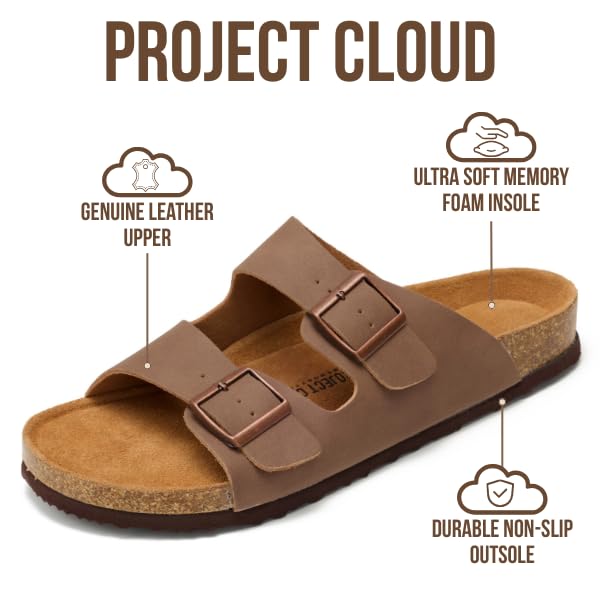 Heritage | Sandalias de Cuero Genuino 100% para Hombre | Memory Foam | Ligeras | Antideslizantes