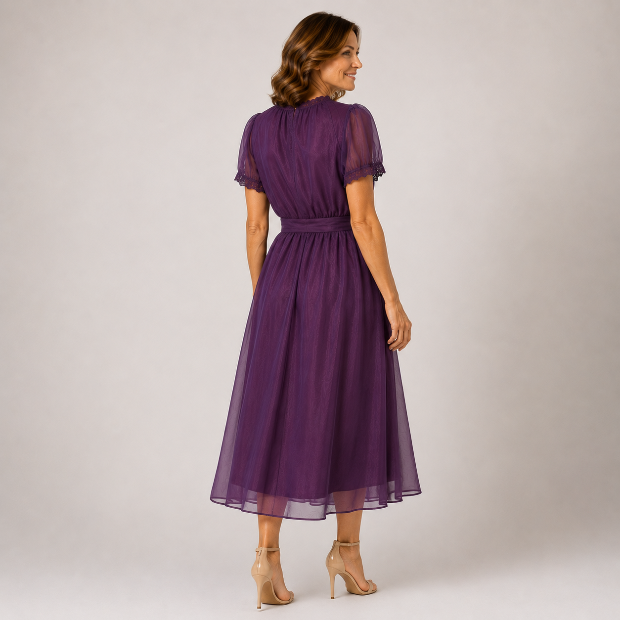 Flavia | Vestido Maxi de Chiffon con Escote Gota y Encaje