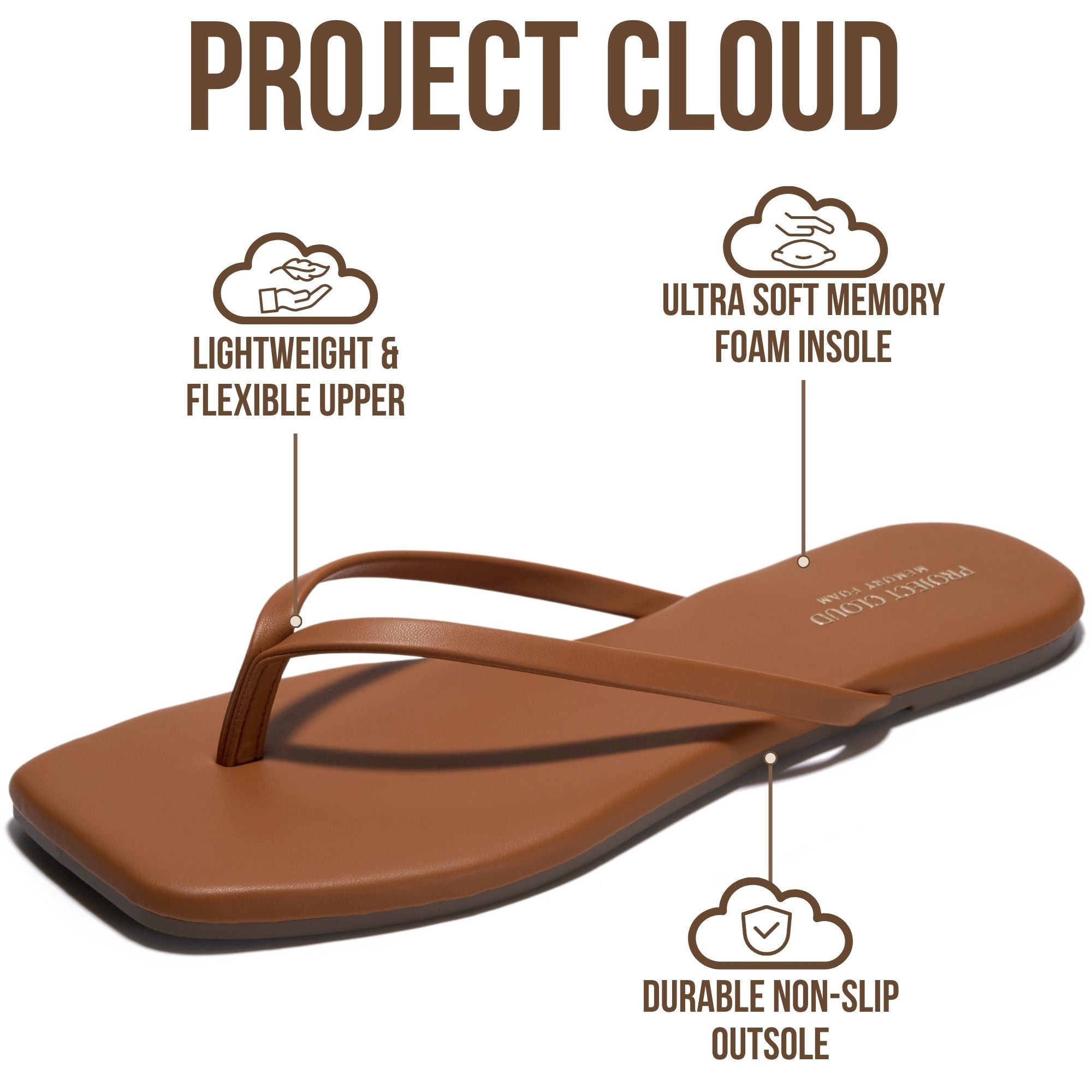 Dedication | Flip Flops con Punta Cuadrada | Memory Foam | Antideslizantes