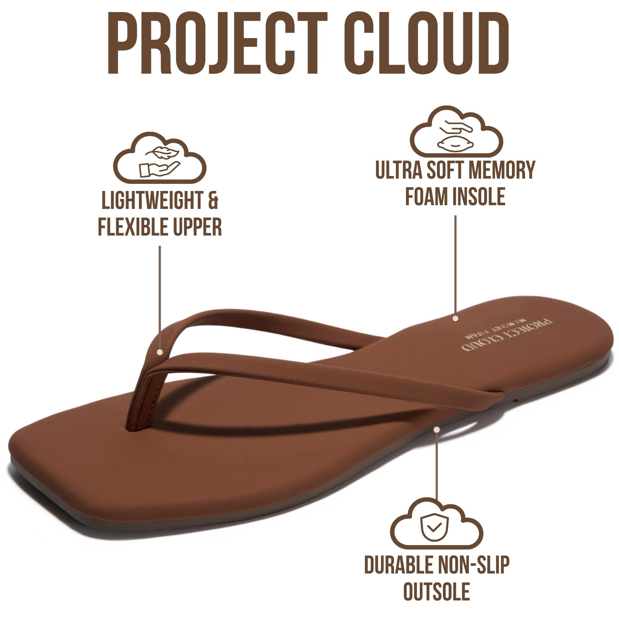 Dedication | Flip Flops con Punta Cuadrada | Memory Foam | Antideslizantes