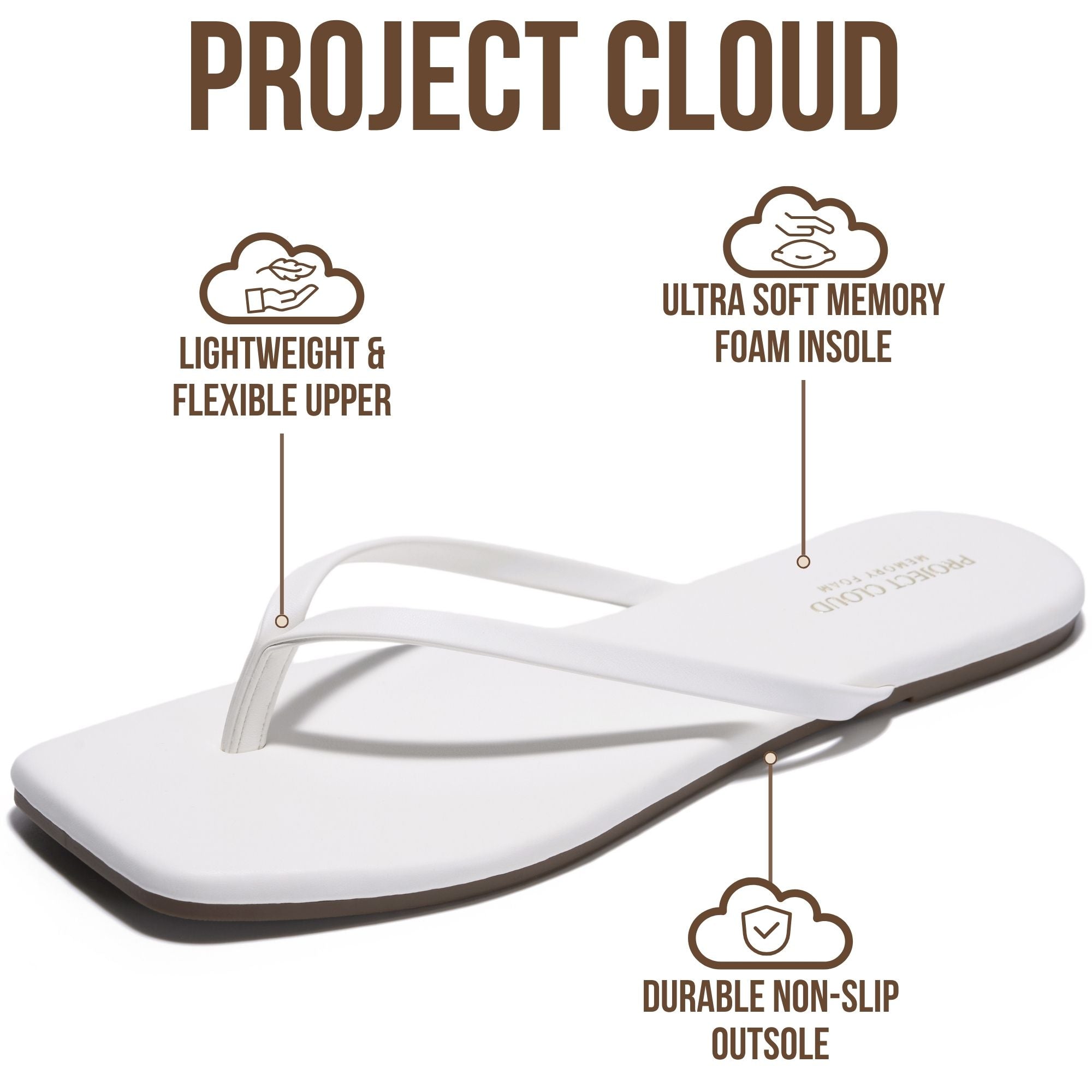 Dedication | Flip Flops con Punta Cuadrada | Memory Foam | Antideslizantes