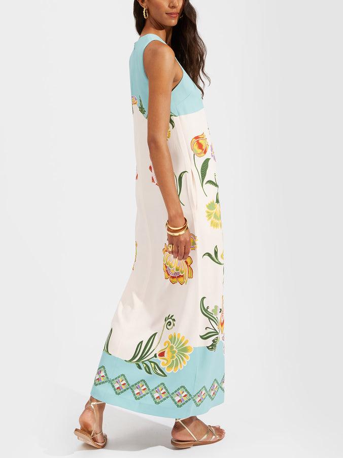 Vestido Midi Floral Solar sin Mangas