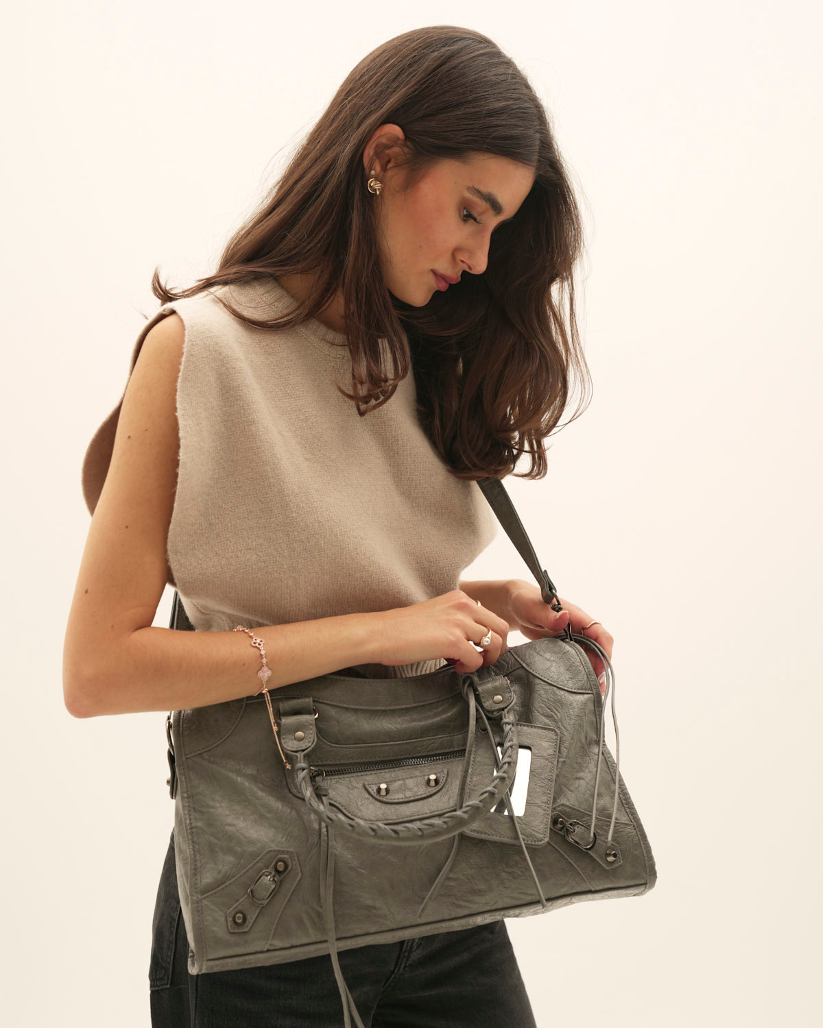 Bolso It Girl Grande - Gris Oscuro