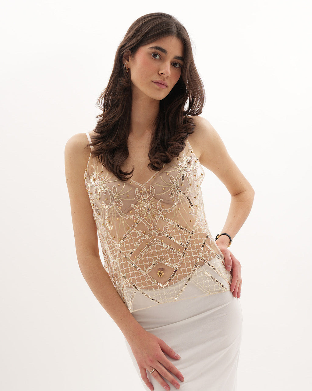 Top Luna con Pedrería - Dorado