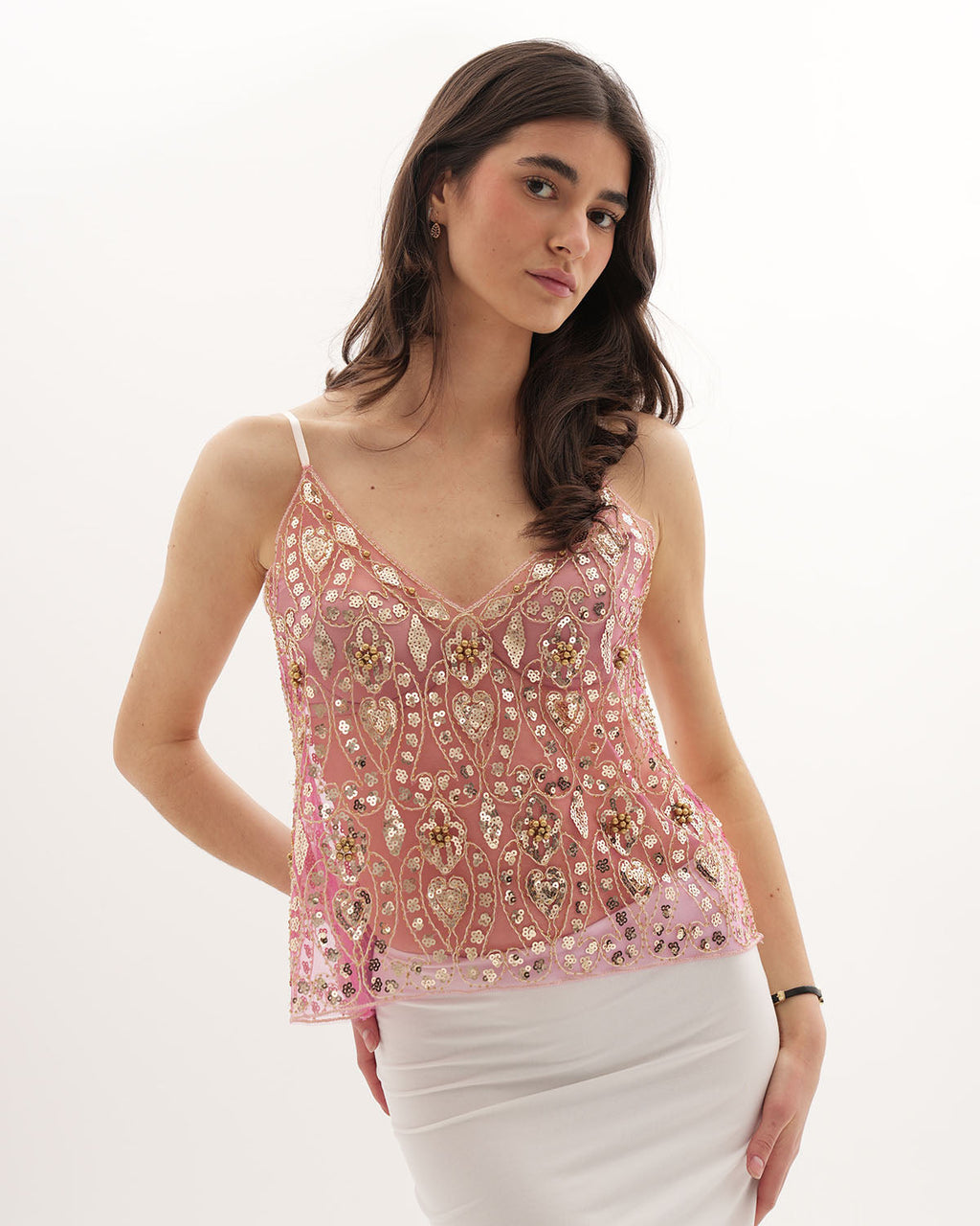 Top Cristina con Pedrería - Rosa