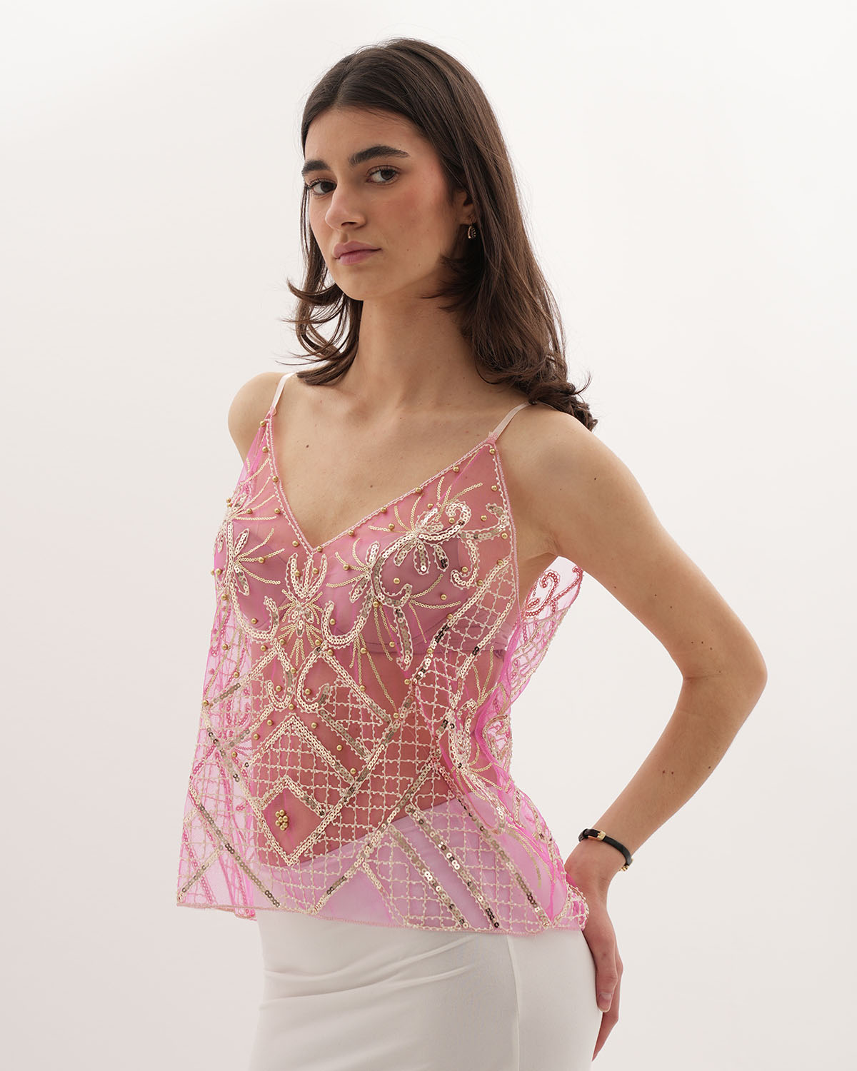 Top Luna con Pedrería - Rosa