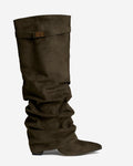 Lavista | Botas Slouchy de Ante hasta la Rodilla - Verde Oliva