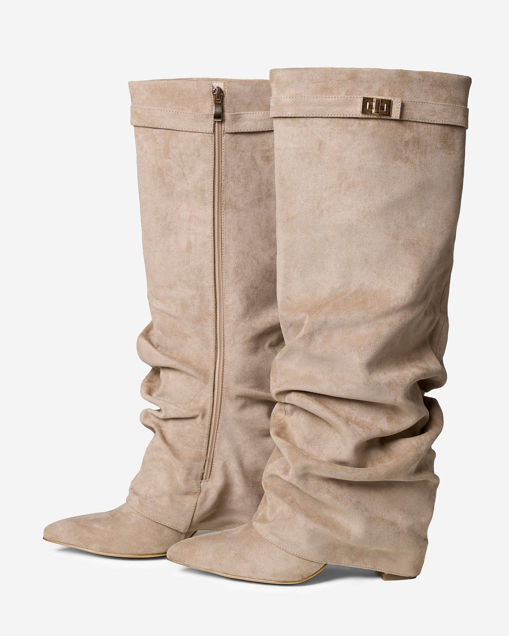 Lavista | Botas Slouchy de Ante hasta la Rodilla - Beige