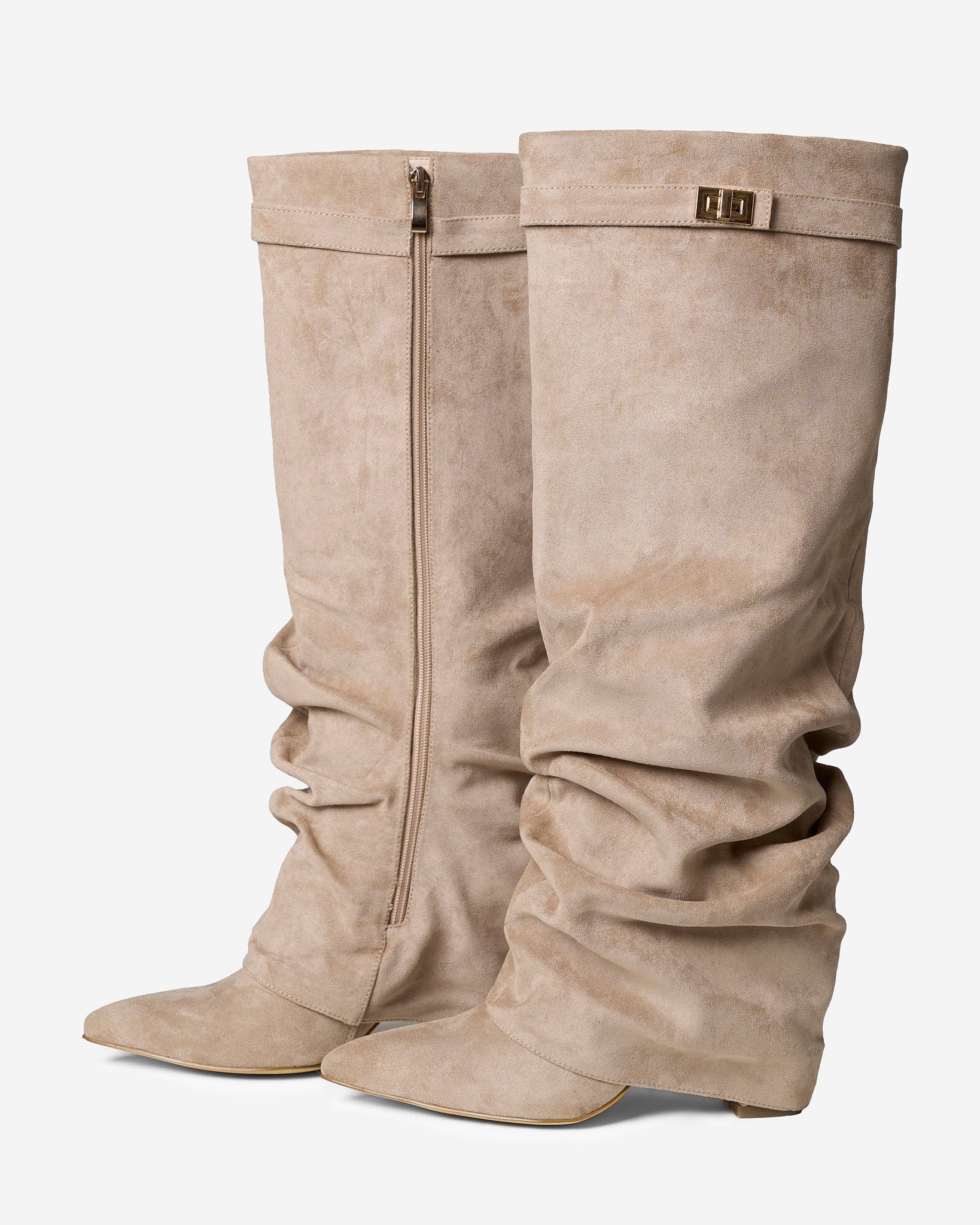 Lavista | Botas Slouchy de Ante hasta la Rodilla - Beige