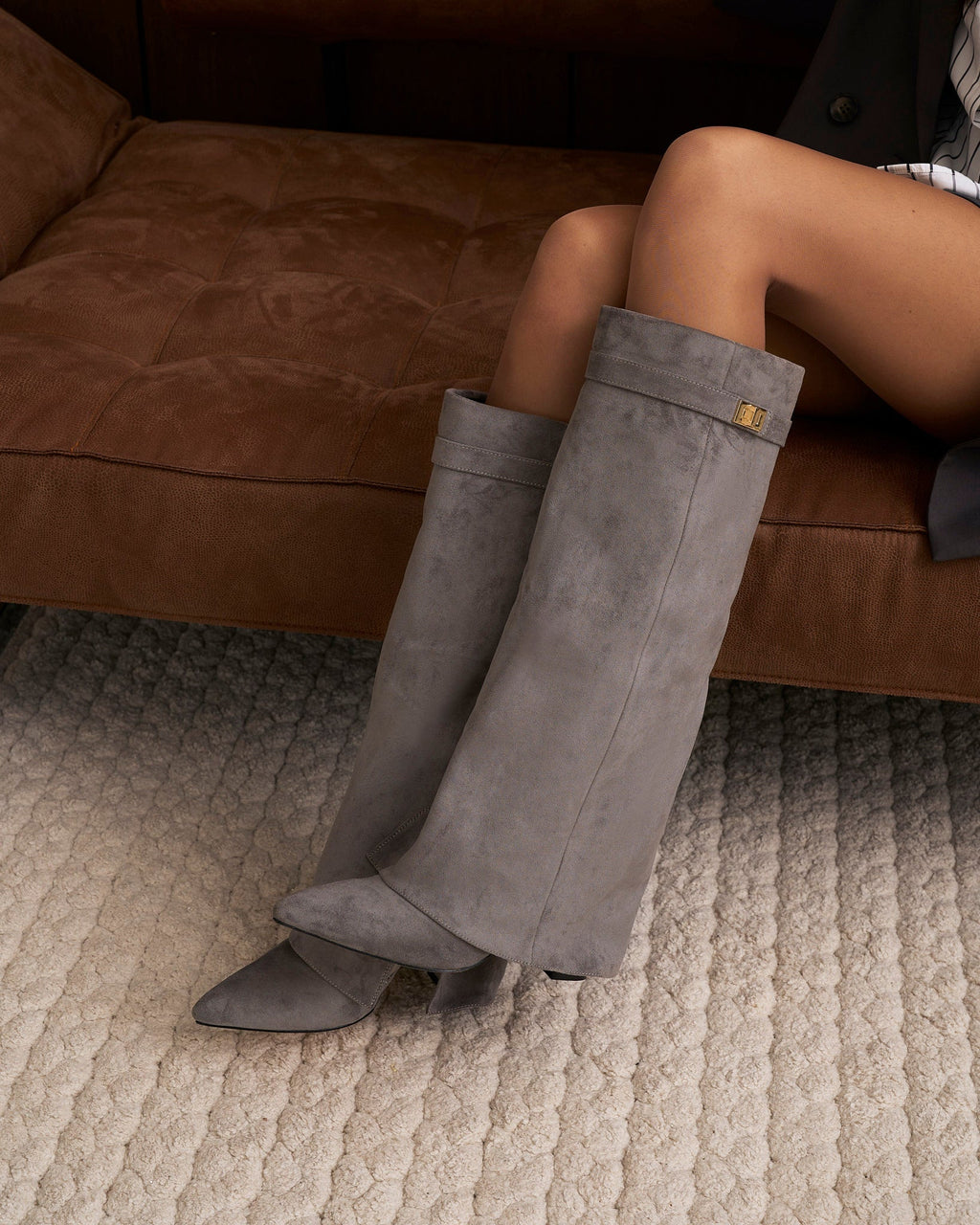 Lavista | Botas de Ante hasta la Rodilla - Gris