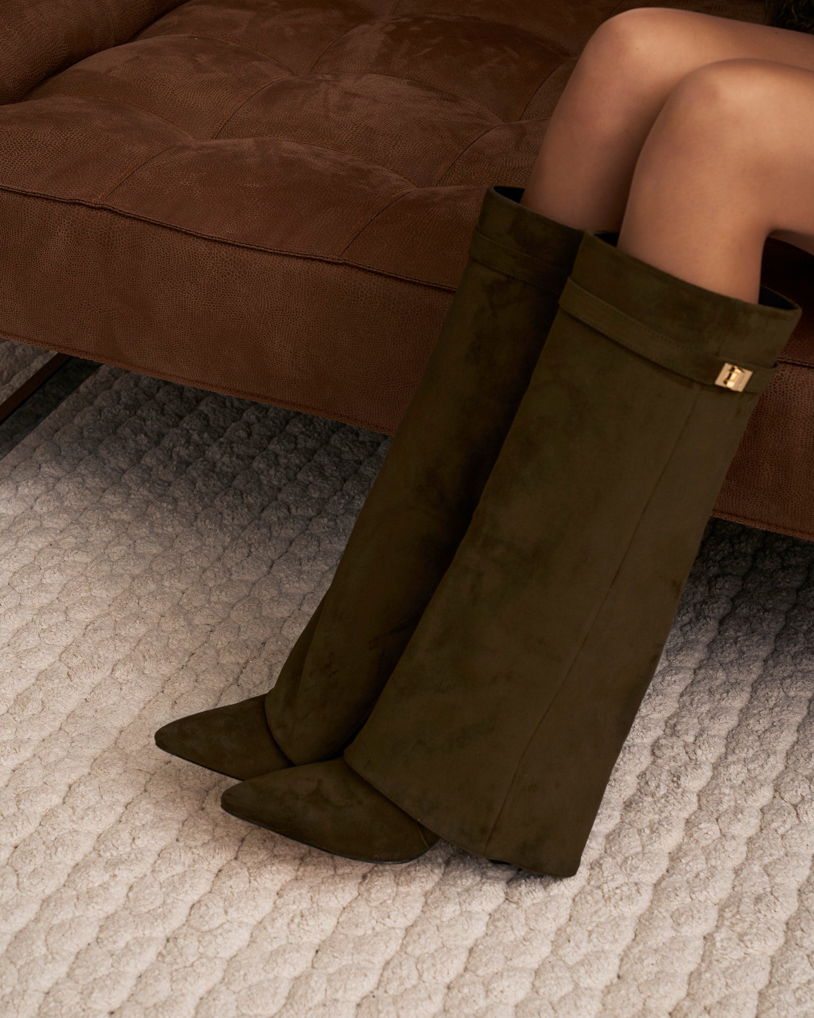 Lavista | Botas de Ante hasta la Rodilla - Verde Oliva