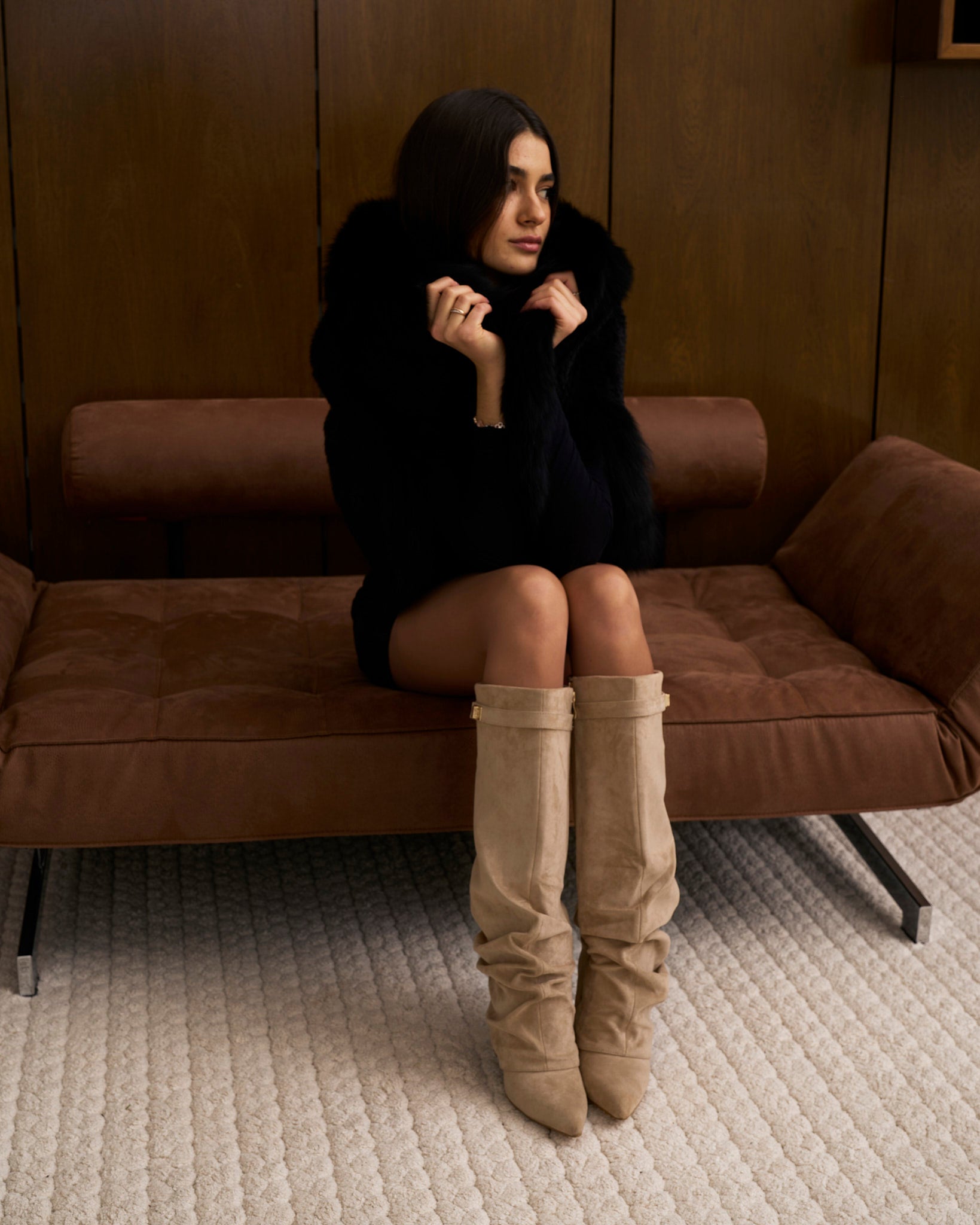 Lavista | Botas Slouchy de Ante hasta la Rodilla - Beige