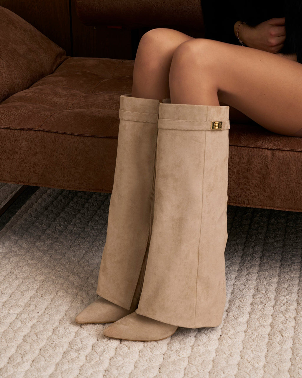 Lavista | Botas de Ante hasta la Rodilla - Beige
