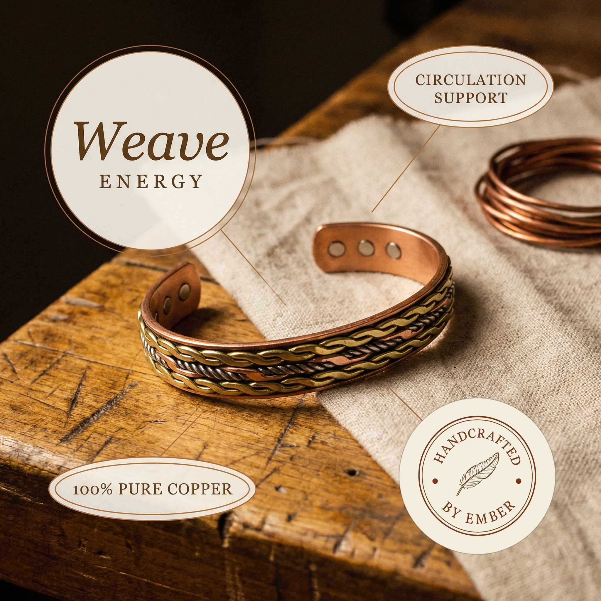 Pulsera de Cobre Ember's Weave