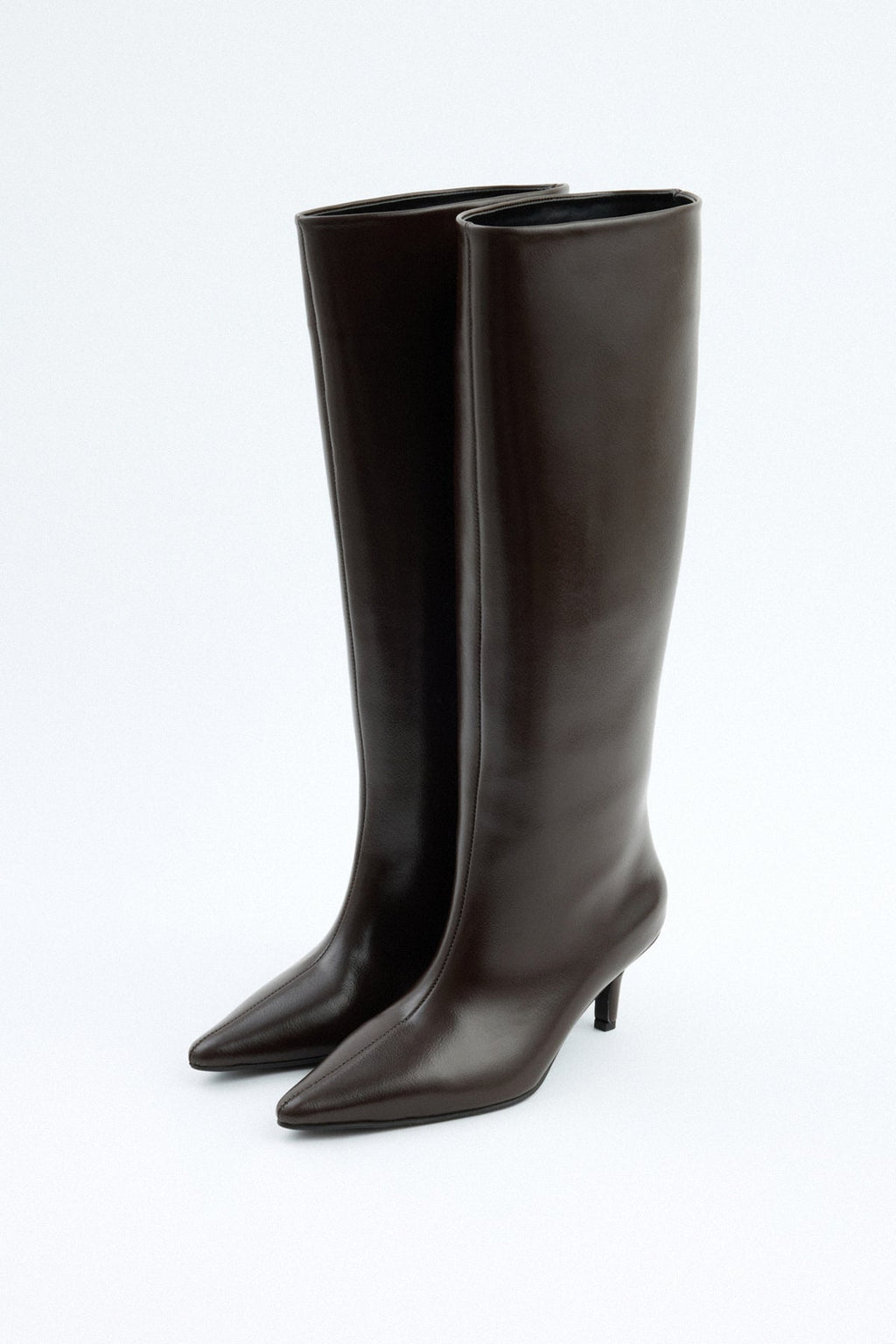 Mona | Botas de Cuero hasta la Rodilla - Café Oscuro