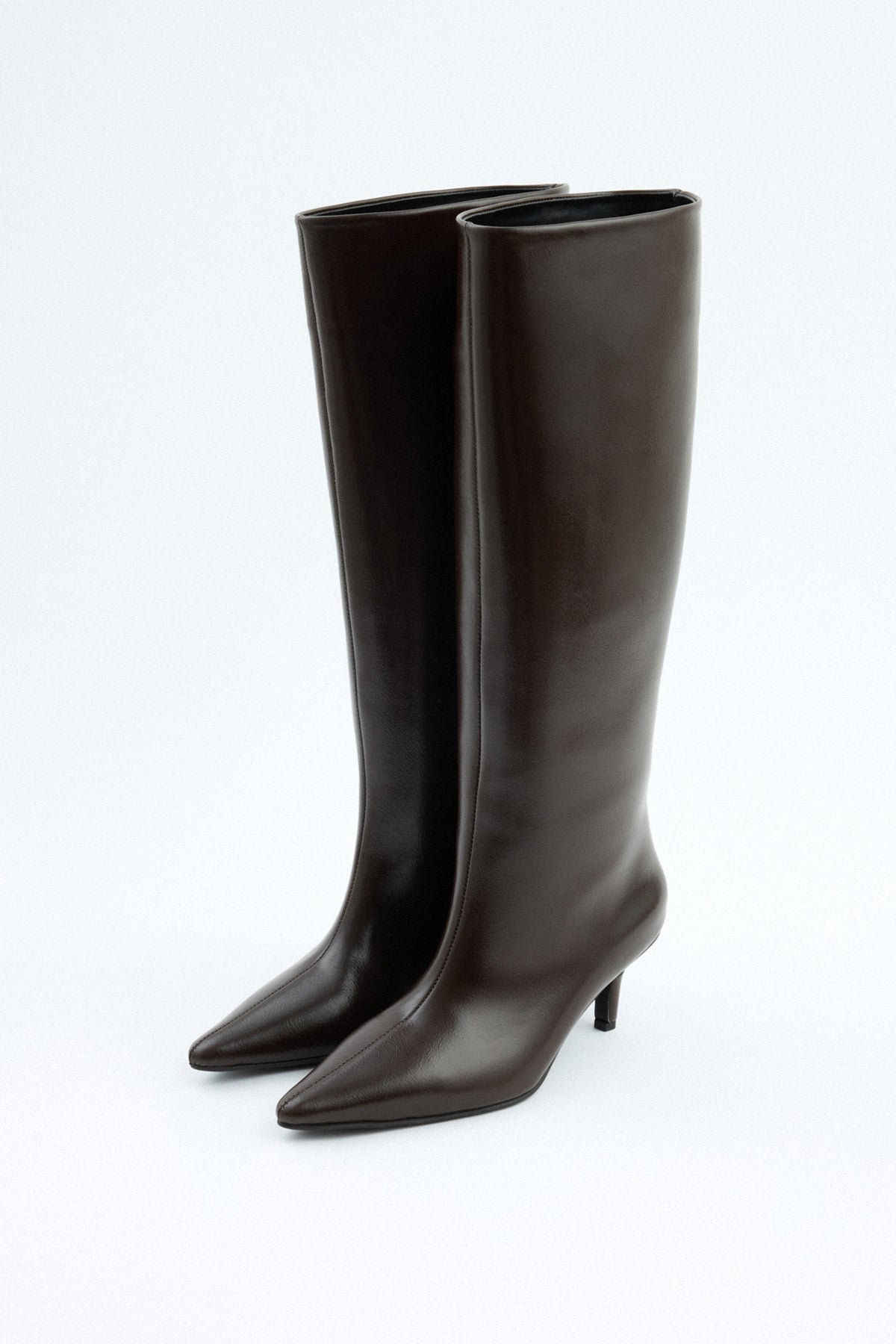 Mona | Botas de Cuero hasta la Rodilla - Café Oscuro